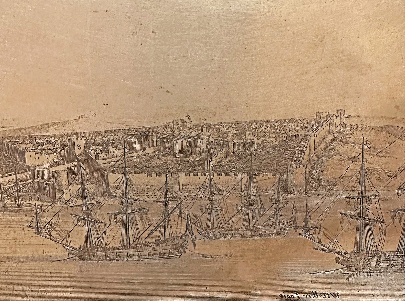 Wenceslas Hollar copper plate detail, 1669